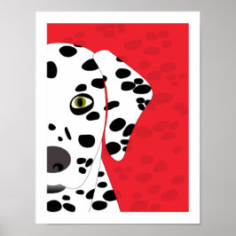 Dalmatiner | Abstrakte Hundekunst | Rot, Schwarz u Poster