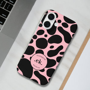 Dalmatiner Abstraktes Muster Rosa Monogramm iPhone 16 Hülle