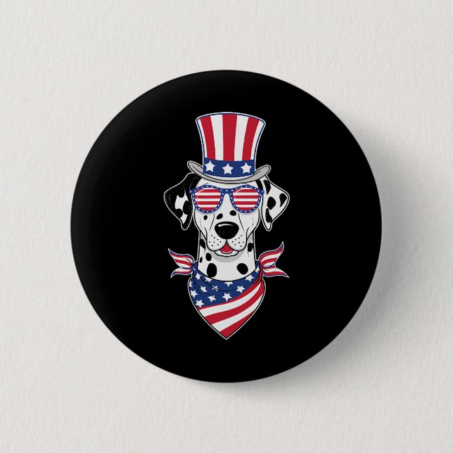 Dalmatiner American USA Flag Sungles 4. Juli Do Button (Vorderseite)