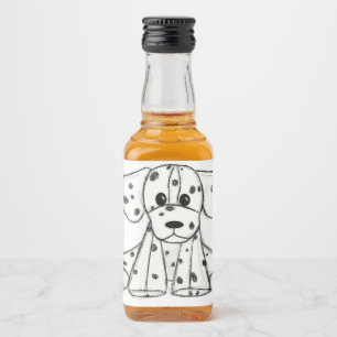Dalmatiner ausgestopfter Hund zeichnend Kontur ein Alkoholflaschenetikett