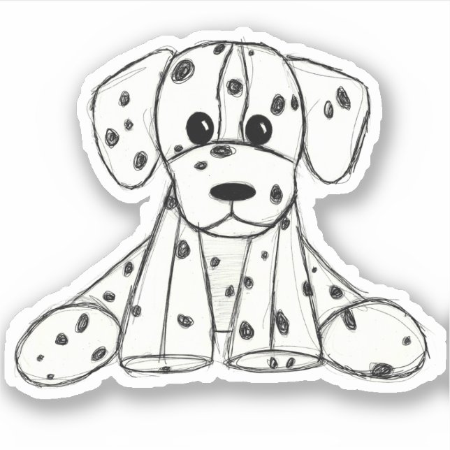 Dalmatiner ausgestopfter Hund zeichnend Kontur ein Aufkleber (Vorderseite)