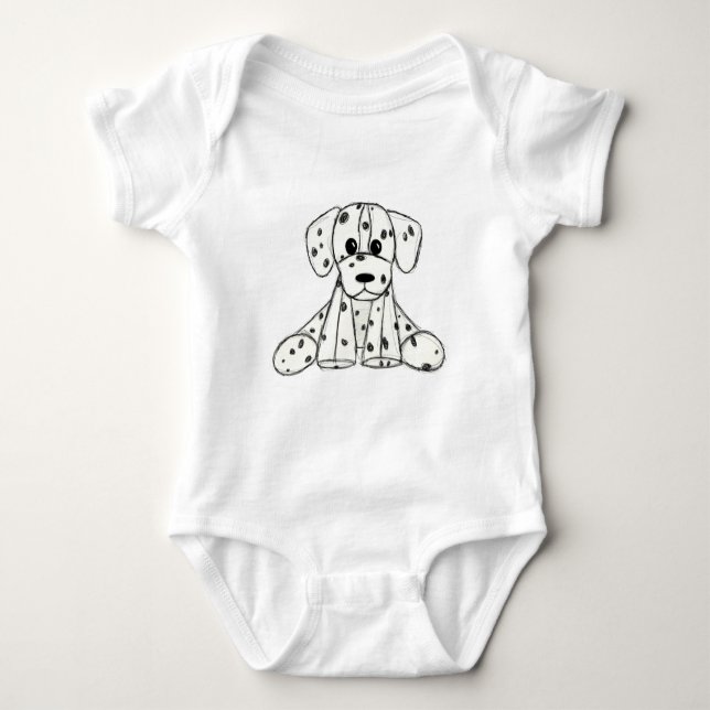 Dalmatiner ausgestopfter Hund zeichnend Kontur ein Baby Strampler (Vorderseite)