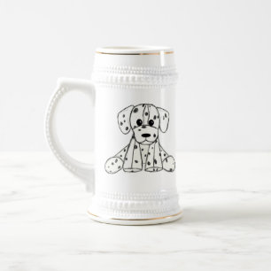 Dalmatiner ausgestopfter Hund zeichnend Kontur ein Bierglas
