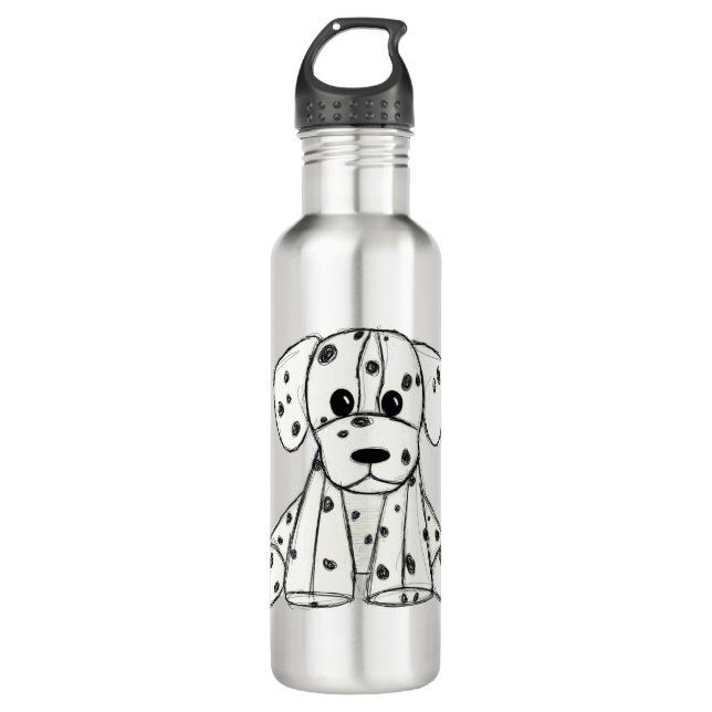 Dalmatiner ausgestopfter Hund zeichnend Kontur ein Edelstahlflasche (Vorderseite)