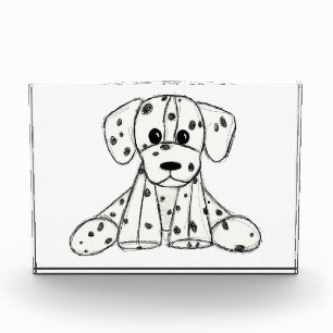 Dalmatiner ausgestopfter Hund zeichnend Kontur ein Fotoblock