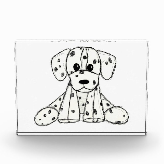 Dalmatiner ausgestopfter Hund zeichnend Kontur ein Fotoblock (Vorderseite)