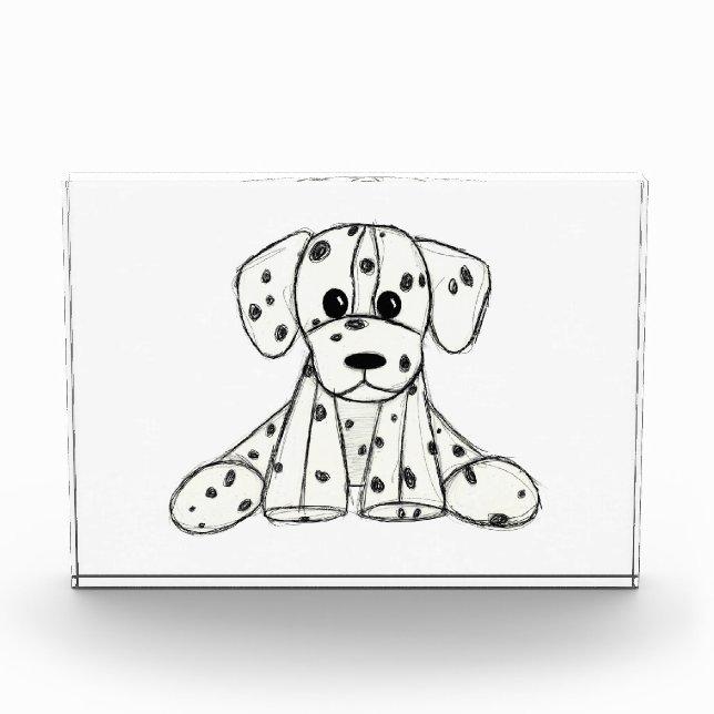 Dalmatiner ausgestopfter Hund zeichnend Kontur ein Fotoblock (Vorderseite)