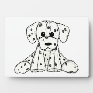 Dalmatiner ausgestopfter Hund zeichnend Kontur ein Fotoplatte