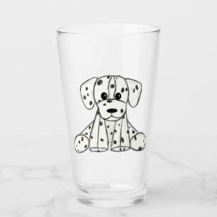 Dalmatiner ausgestopfter Hund zeichnend Kontur ein Glas