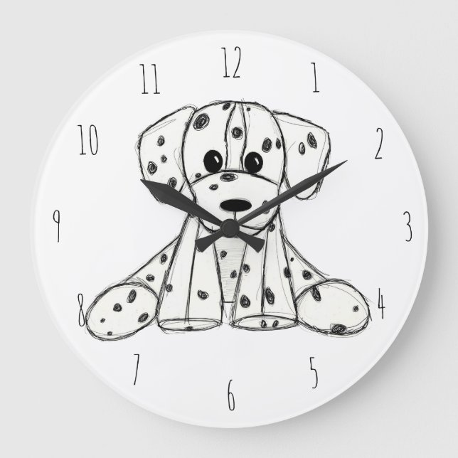 Dalmatiner ausgestopfter Hund zeichnend Kontur ein Große Wanduhr (Vorderseite)