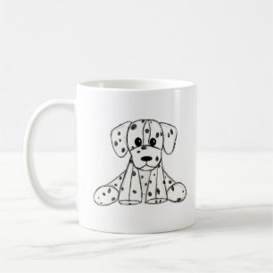Dalmatiner ausgestopfter Hund zeichnend Kontur ein Kaffeetasse