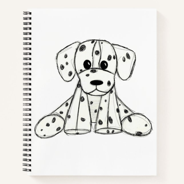 Dalmatiner ausgestopfter Hund zeichnend Kontur ein Notizbuch (Vorderseite)