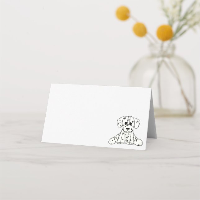 Dalmatiner ausgestopfter Hund zeichnend Kontur ein Platzkarte (Vorderseite)