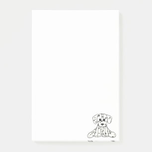 Dalmatiner ausgestopfter Hund zeichnend Kontur ein Post-it Klebezettel