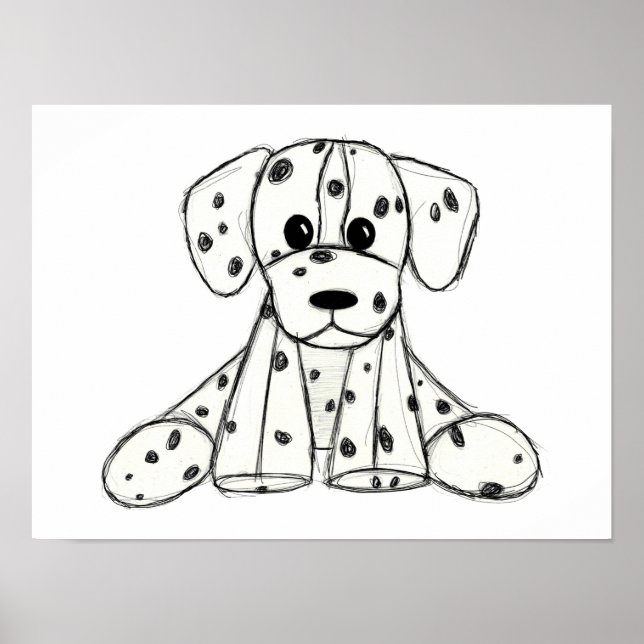 Dalmatiner ausgestopfter Hund zeichnend Kontur ein Poster (Vorne)
