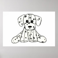 Dalmatiner ausgestopfter Hund zeichnend Kontur ein