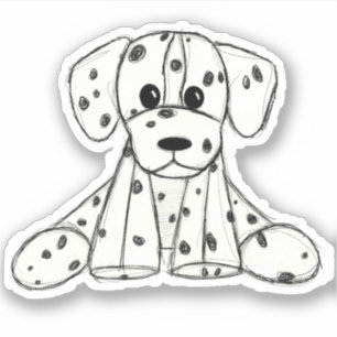 Dalmatiner ausgestopfter Hund Zeichnung Umriss ein Aufkleber