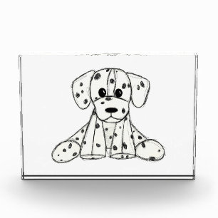 Dalmatiner ausgestopfter Hund Zeichnung Umriss ein Fotoblock