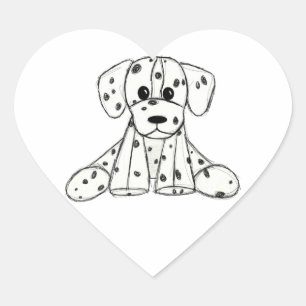 Dalmatiner ausgestopfter Hund Zeichnung Umriss ein Herz-Aufkleber