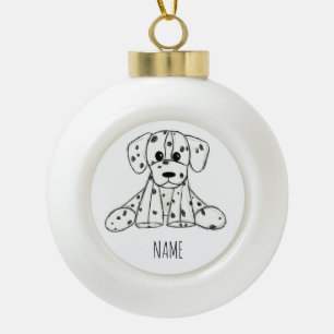 Dalmatiner ausgestopfter Hund Zeichnung Umriss ein Keramik Kugel-Ornament