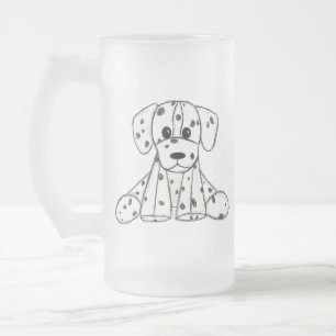 Dalmatiner ausgestopfter Hund Zeichnung Umriss ein Mattglas Bierglas