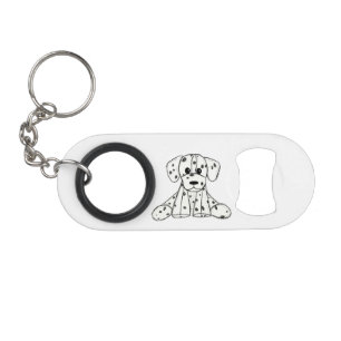 Dalmatiner ausgestopfter Hund Zeichnung Umriss ein Mini Flaschenöffner