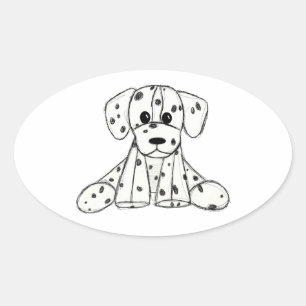 Dalmatiner ausgestopfter Hund Zeichnung Umriss ein Ovaler Aufkleber