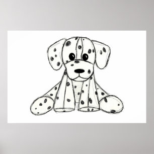 Dalmatiner ausgestopfter Hund Zeichnung Umriss ein Poster