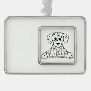 Dalmatiner ausgestopfter Hund Zeichnung Umriss ein Rahmen-Ornament Silber