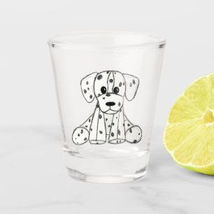 Dalmatiner ausgestopfter Hund Zeichnung Umriss ein Schnapsglas