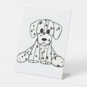 Dalmatiner ausgestopfter Hund Zeichnung Umriss ein Sockelschild