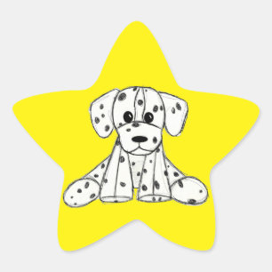 Dalmatiner ausgestopfter Hund Zeichnung Umriss ein Stern-Aufkleber