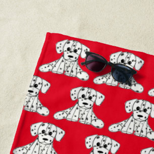Dalmatiner ausgestopfter Hund Zeichnung Umriss ein Strandtuch