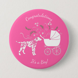 Dalmatiner Baby Shower Welpenhund Button