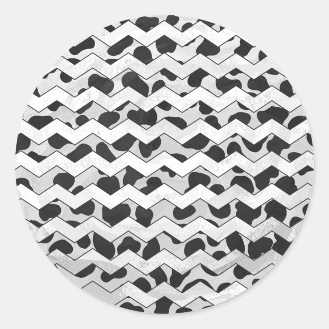 Dalmatiner Black and White Chvron Runder Aufkleber (Vorderseite)