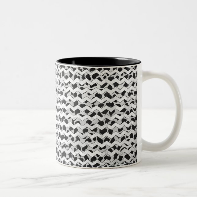 Dalmatiner Black and White Chvron Zweifarbige Tasse (Rechts)
