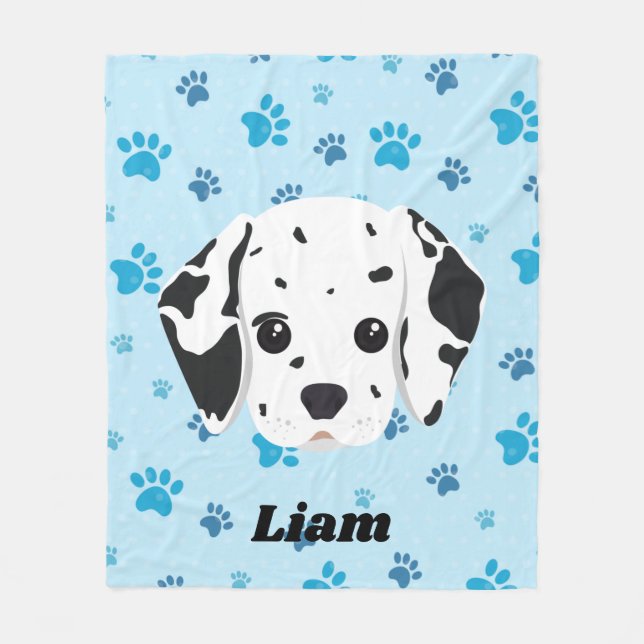 Dalmatiner Blue Paw Drucken Personalisierte Kinder Fleecedecke (Vorderseite)