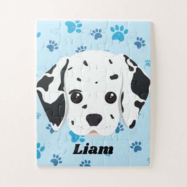 Dalmatiner Blue Paw Print Personalisiert (Vertikal)