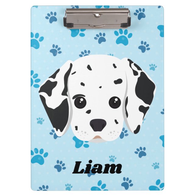 Dalmatiner Blue Paw Print Personalisiert Klemmbrett (Vorderseite)