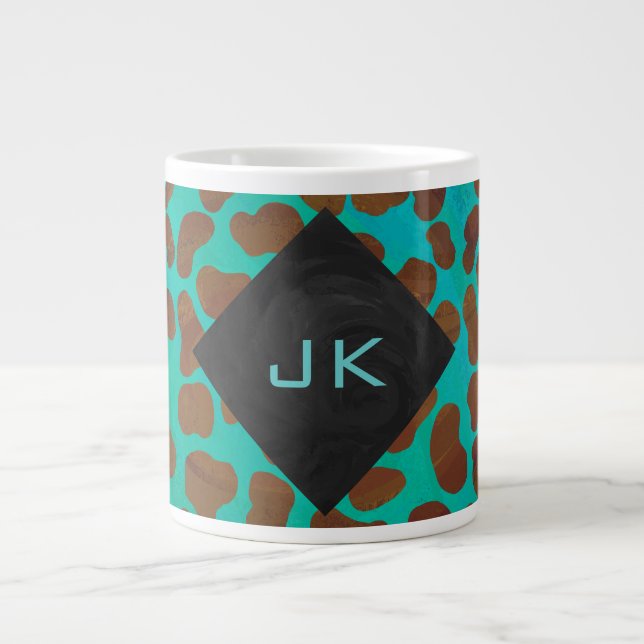 Dalmatiner braun und Aquamarin Jumbo-Tasse (Vorderseite)