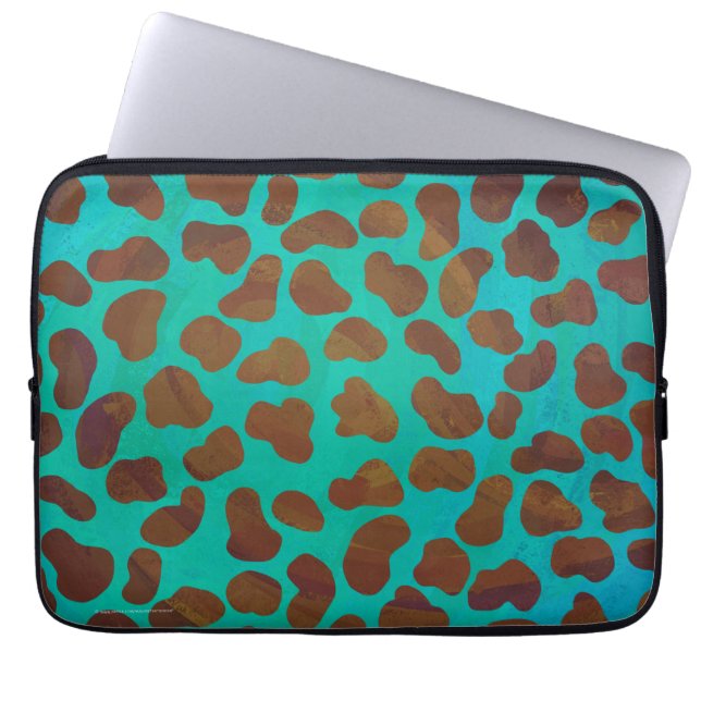 Dalmatiner braun und Aquamarin Laptopschutzhülle (Vorderseite)