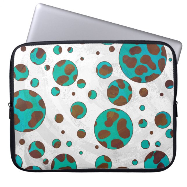 Dalmatiner braun und Aquamarin Laptopschutzhülle (Vorderseite)
