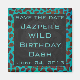 Dalmatiner braun und Aquamarin mit Monogramm Magnet