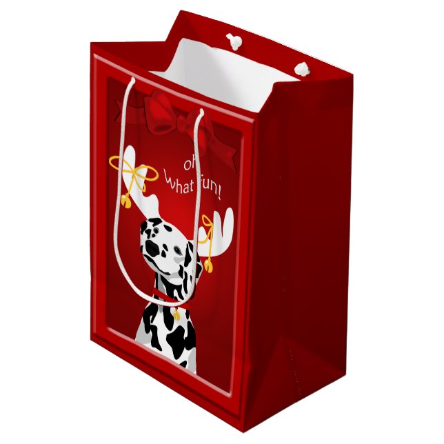 Dalmatiner Deer Dog Fun MGB Mittlere Geschenktüte (Vorderseite Schrägansicht)