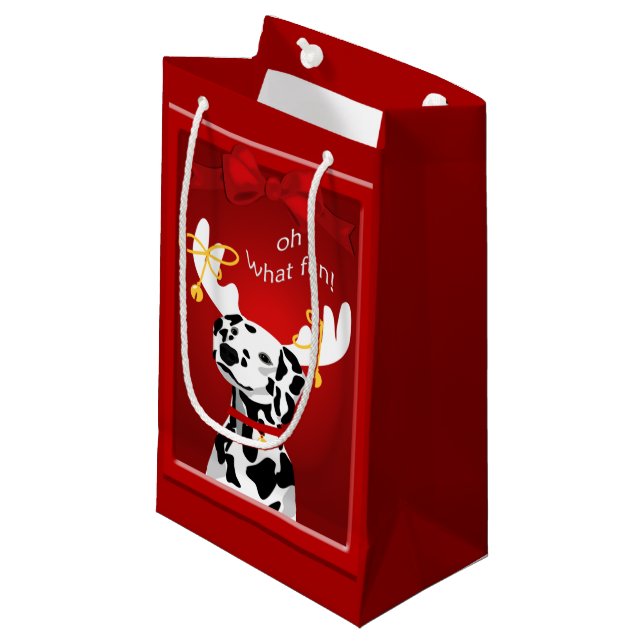 Dalmatiner Deer Dog Fun SGB Kleine Geschenktüte (Vorderseite Schrägansicht)