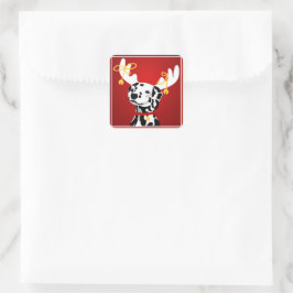 Dalmatiner Deer Dog Weihnachtsaufkleber Quadratischer Aufkleber