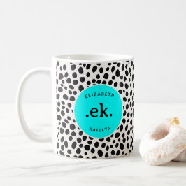 Dalmatiner Dog Abstraktes Muster Aqua Blue Monogra Kaffeetasse