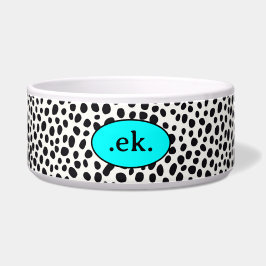 Dalmatiner Dog Abstraktes Muster Aqua Blue Monogra Napf