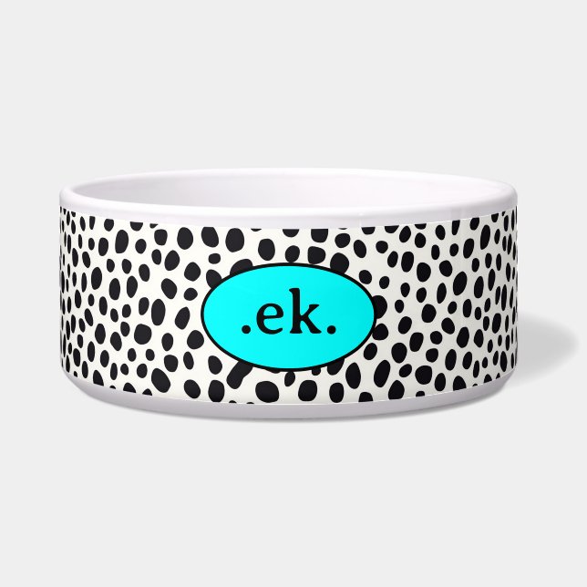 Dalmatiner Dog Abstraktes Muster Aqua Blue Monogra Napf (Vorderseite)