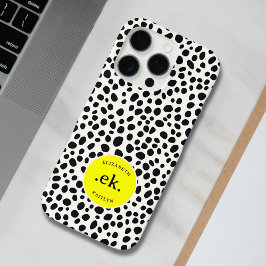 Dalmatiner Dog Abstraktes Muster Gelbe Monogramm iPhone 16 Pro Hülle